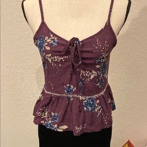 Floral Purple Spaghetti Strap Top